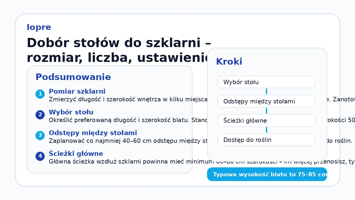 Dobór stołów do szklarni – rozmiar, liczba, ustawienie