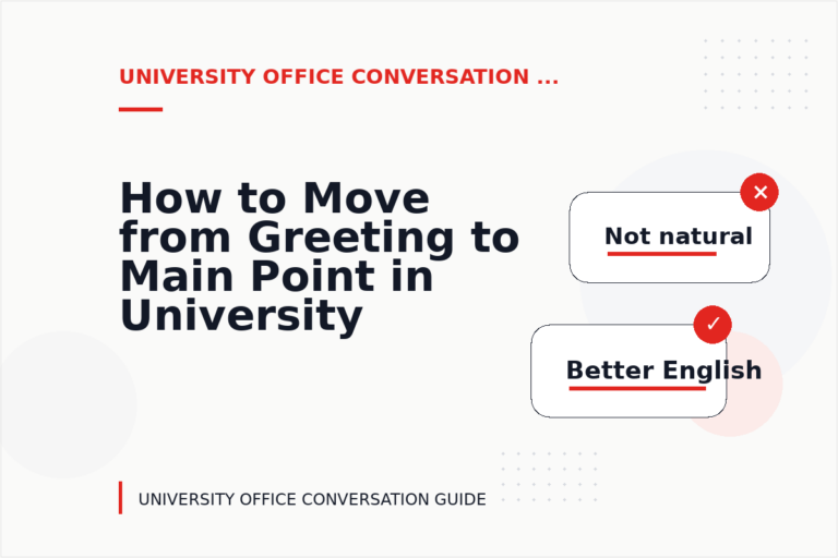 How to Move from Greeting to Main Point in University Office Conversation English