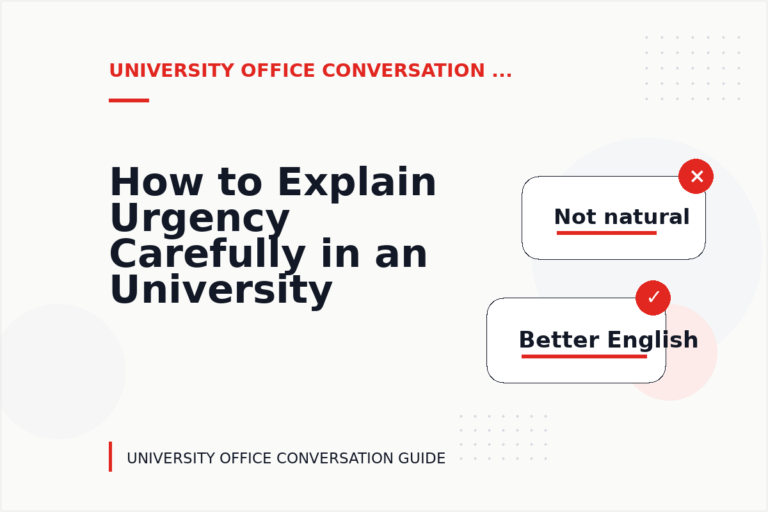 How to Explain Urgency Carefully in an University Office Conversation