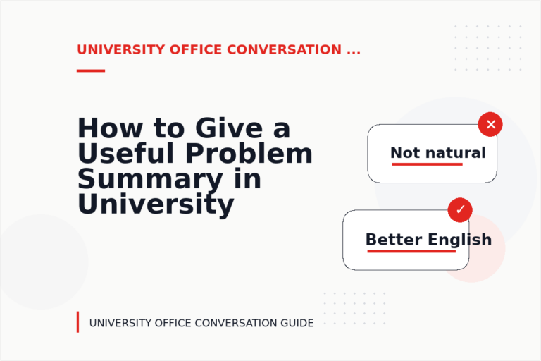How to Give a Useful Problem Summary in University Office Conversation English How to Give a Useful Problem Summary in University Office Conversation English
