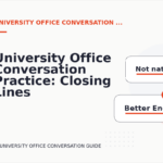 University Office Conversation Practice: Closing Lines and Follow-Ups